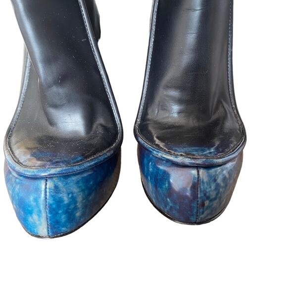 Alexander Wang Addison Platform Leather Heeled Black Blue Boots size 38 size 8 - Picture 8 of 14